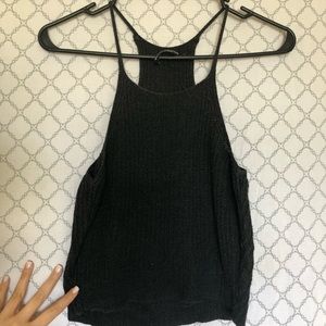 Brandy Melville black knitted crop top.